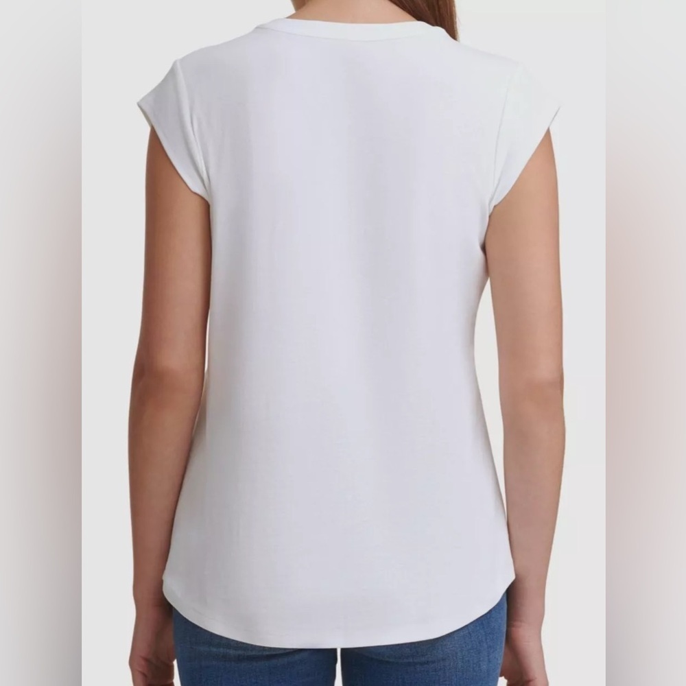 NWT Calvin Klein Cap Sleeve Henley Top - Picture 2 of 7